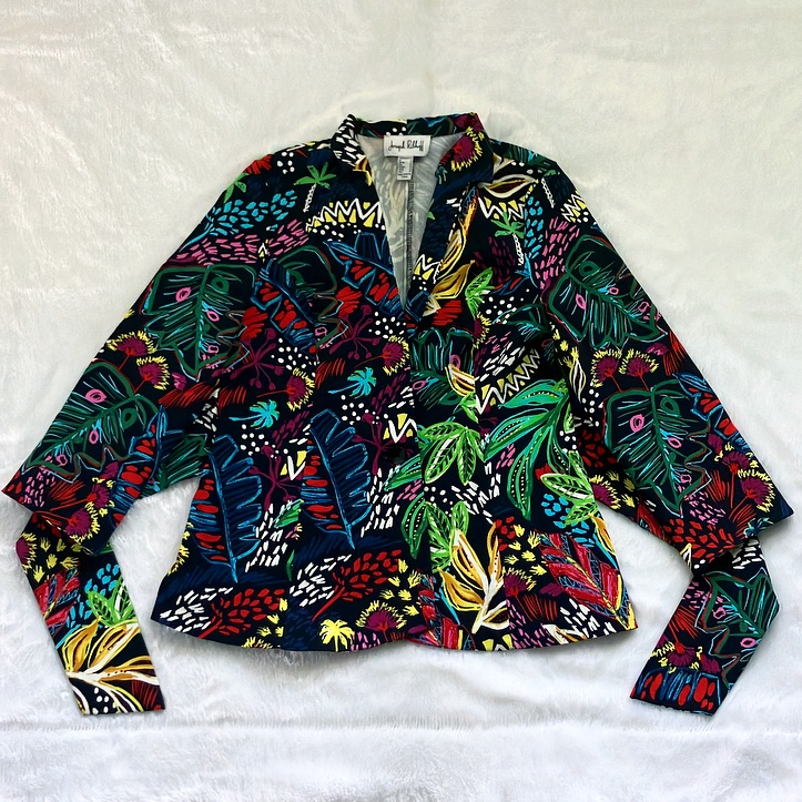 Like New Abstract Tropical Print Joseph Ribkoff Blazer Jacket, Size 10